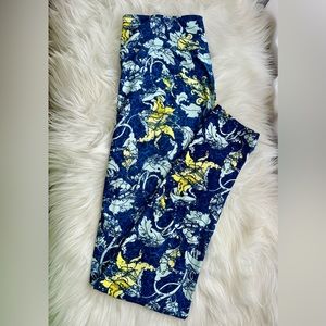 LuLaRoe Blue and Yellow Floral Leggings